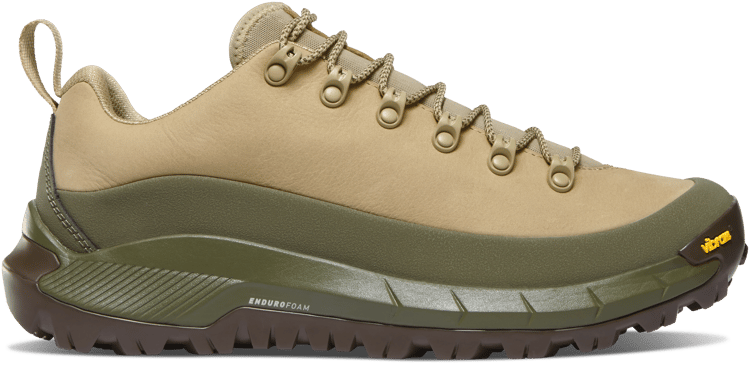 a low top hiking shoe in olive green