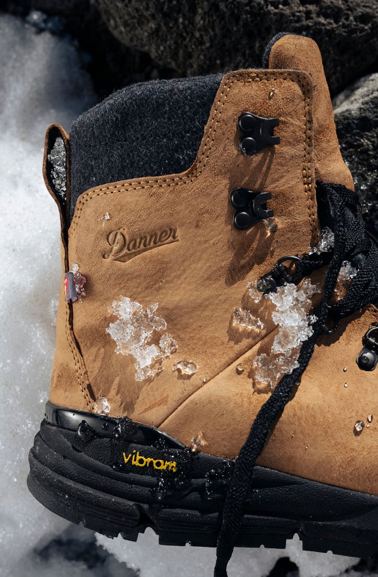 Boots walking in the snow