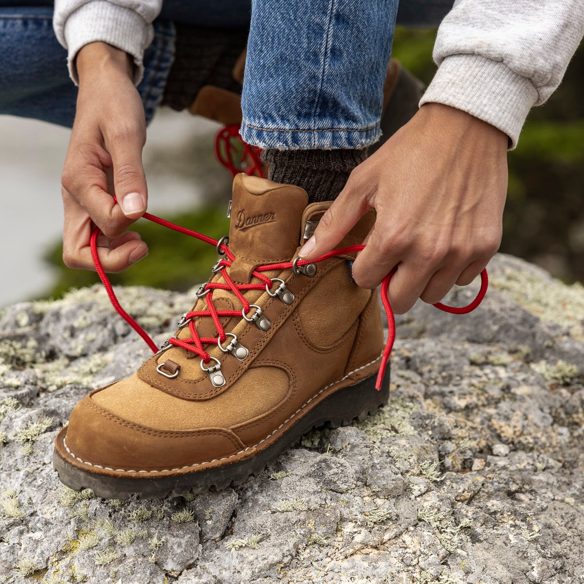 国内配送 DANNER WMNS CASCADE CREST'5 GTX BROWN /RED Danner - Cascade Crest Grizzly Brown/Rhodo Red