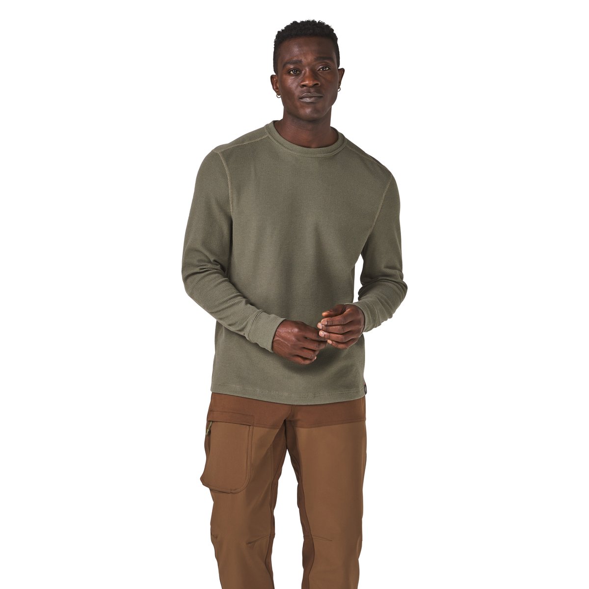Santiam Waffle LS Tee Dusty Olive - M