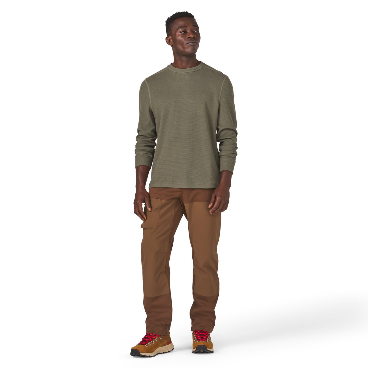 Santiam Waffle LS Tee Dusty Olive - M