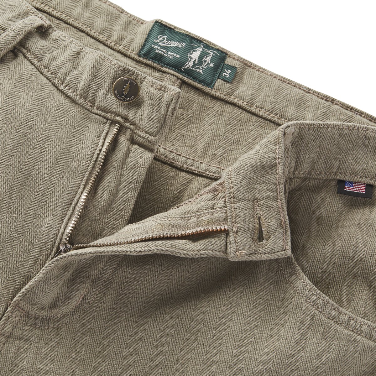 Men's Kenton Double Knee Pants Herringbone Dusty Olive