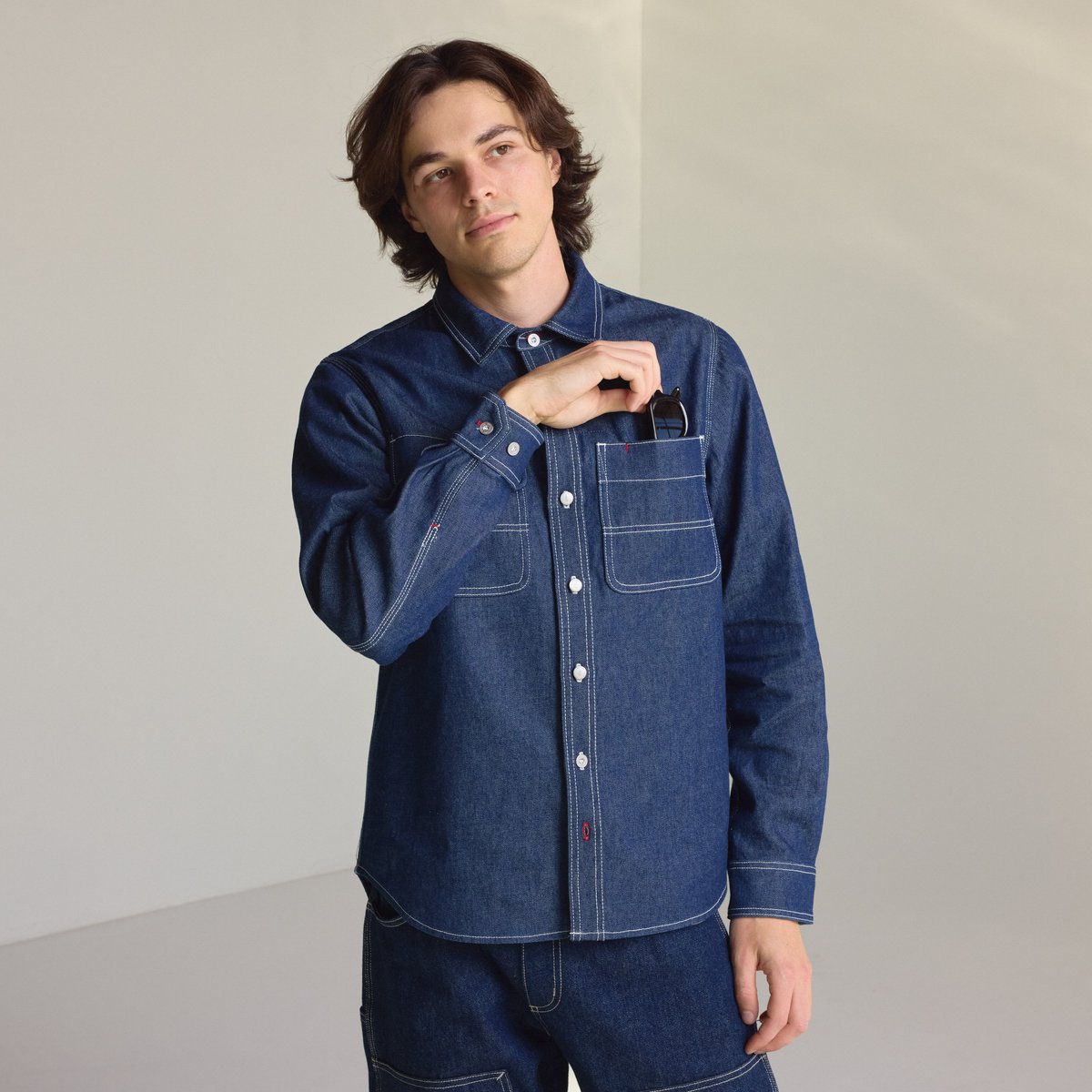 Men's Larch Mt Denim Shirt Dark Wash Indigo