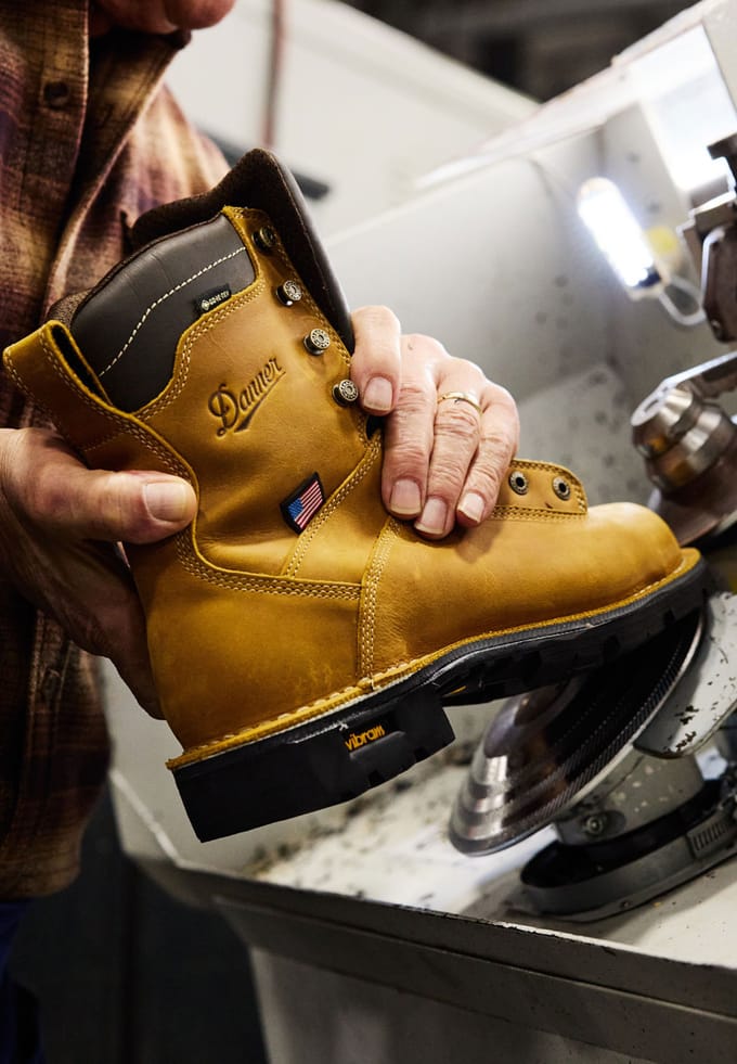 replacing the outsole of a pair of brown work boots