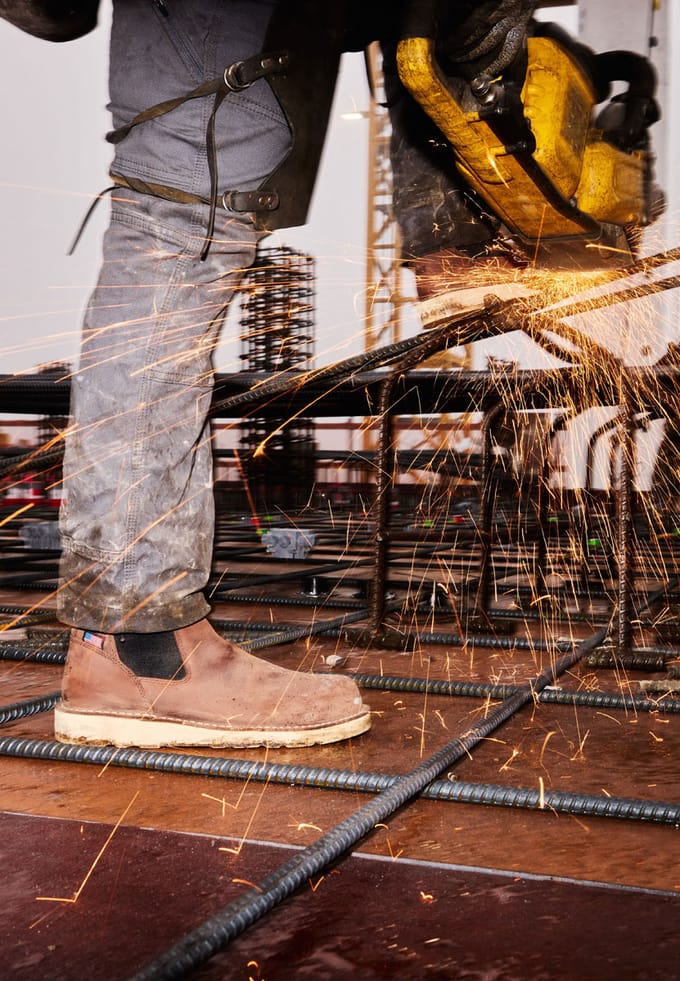sparks fly on a job site