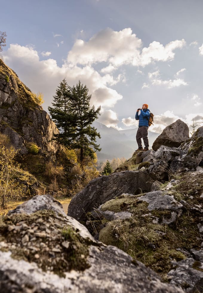 a man surveys from above